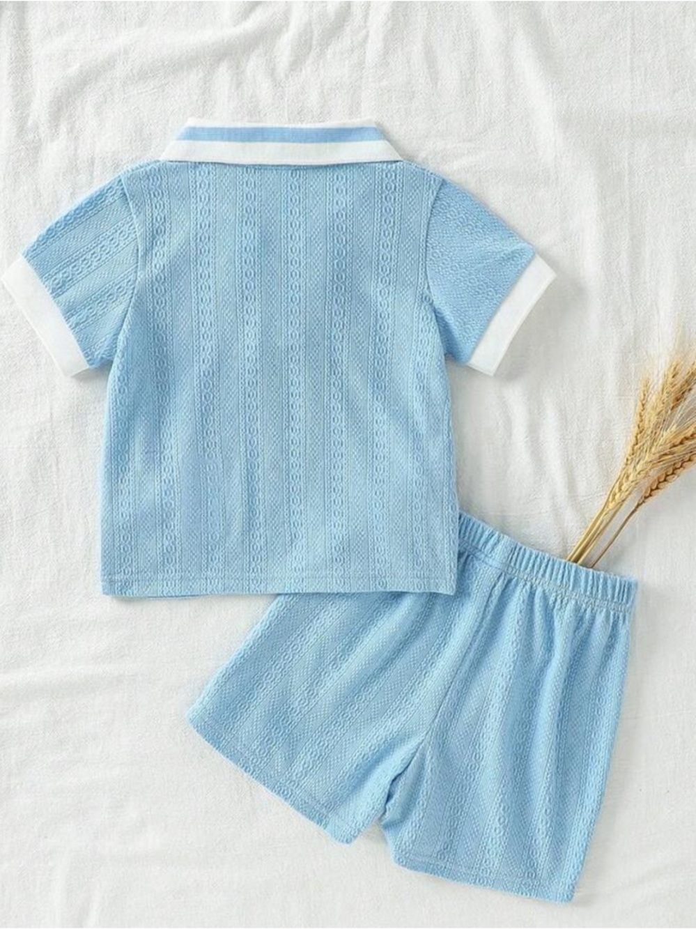 Toddler Boy Blue Knit Polo Top Set - 12-18M - Picture 2 of 8